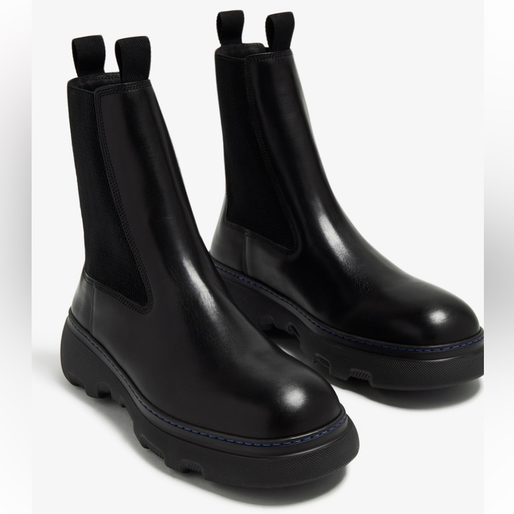 BURBERRY Black Leather Creeper Chelsea Boots - Picture 2 of 16